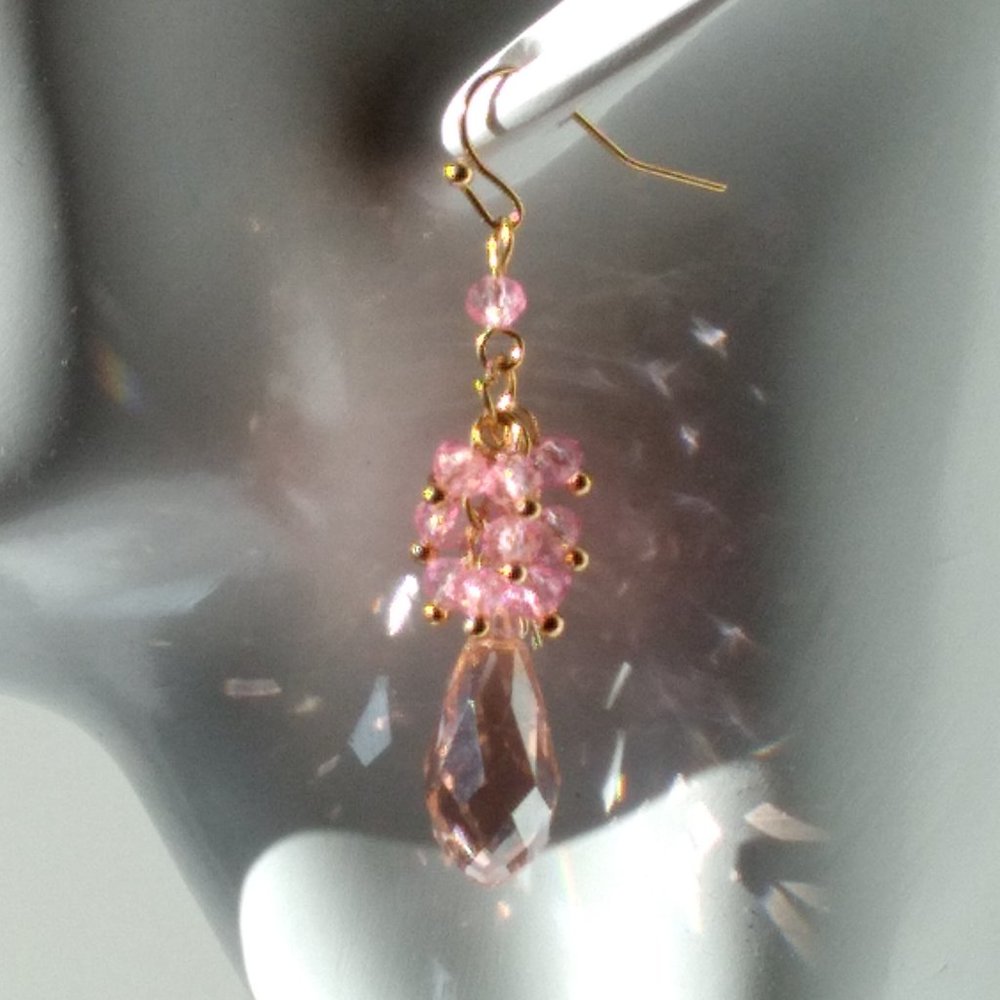 Sundance Rose Quartz and Pink Topaz Cluster Hanging Earrings
